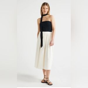 Scoop Women's Mixed Media Tie Halter Midi Dress, Size medium nwt